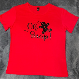 SHEIN Christmas tee‎ women’s large red gingerbread man oh snap!